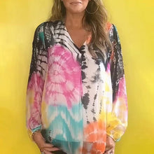 Indlæs billede til gallerivisning Afslappet V-hals Tie-dye Top
