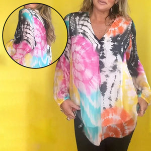 Afslappet V-hals Tie-dye Top