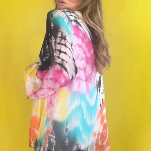 Afslappet V-hals Tie-dye Top