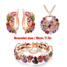 Indlæs billede til gallerivisning Colored Zircon Jewelry Set (Earrings+Necklace+Bracelet)
