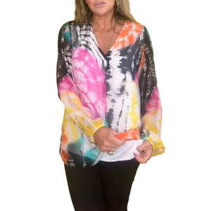 Afslappet V-hals Tie-dye Top