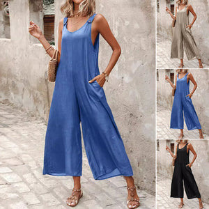 Dame stribet printet tanktop jumpsuit