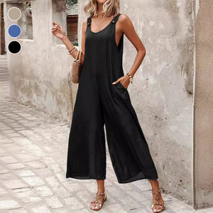 Dame stribet printet tanktop jumpsuit