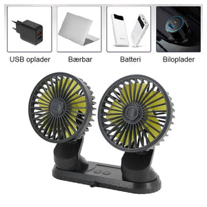 Universal justerbar USB dobbeltventilator